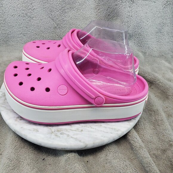 Crocs Shoes Womens 7 Kids 5 Pink Synthetic Crocband Clogs - Picture 1 of 10